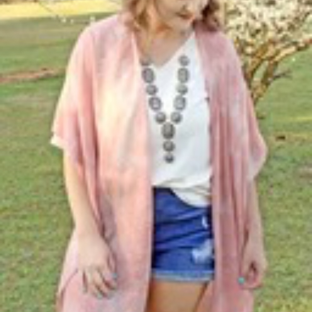 Pink tie-dye shawl, scarf, ruana